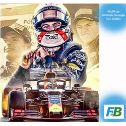F4B Diamond Painting Max Verstappen 50x40cm | Vierkant | Formule 1 | Auto | Red Bull Racing | Kinderen | Pakket Volwassenen en Kinderen